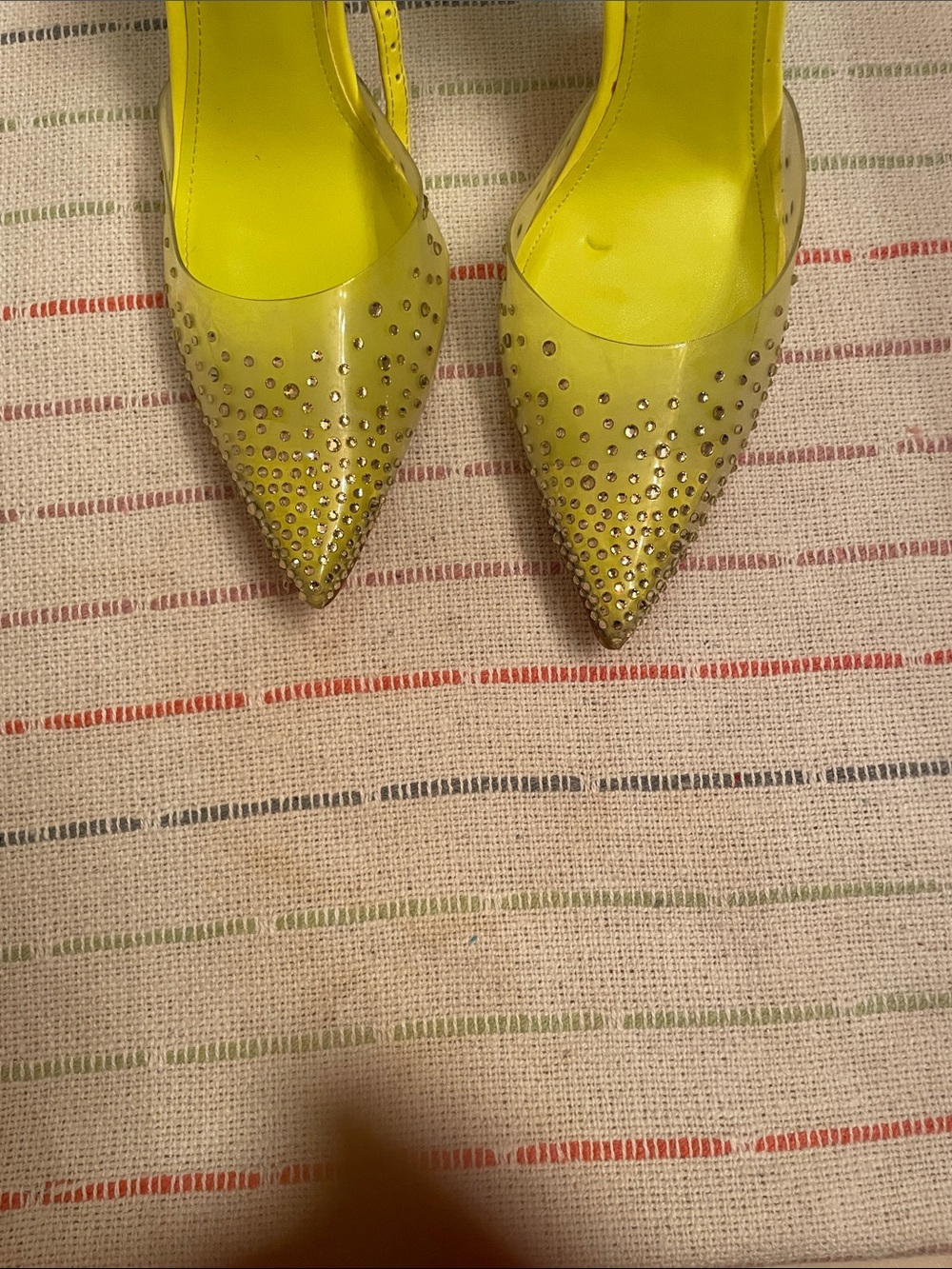 Nine West Chartreuse Pointed-Toe Slingback Heels with Crystals - Picture 4 of 12